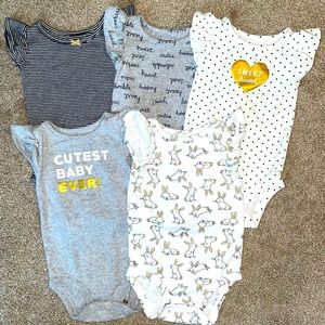 Carter’s Set of Five Infants Cap Sleeve Onesies